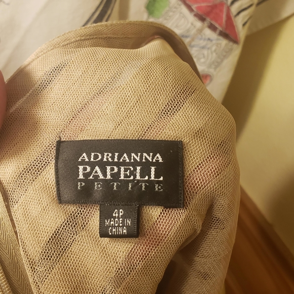 Adrianna Papell Champagne Ruffled Dress sz 4P - Picture 7 of 8